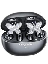 Fones de ouvido sem fio Kinglucky Clip-On Butterfly Earrings pretos Fones de ouvido sem fio Kinglucky Clip-On Butterfly Earrings pretos