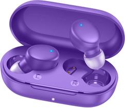 Fones de ouvido sem fio MOZOTER S8 Mini, fones de ouvido leves Bluetooth de 5,3 polegadas, fones de ouvido leves para brincar de 60 horas com estojo de carregamento, fones de ouvido Bluetooth, som premium com graves profundos para roxo esportivo