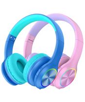 Fones de ouvido sem fio para crianças Candy Bila CB01 com microfone LED azul/rosa