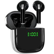 Fones de ouvido sem fio PocBuds 72 horas de reprodução com estojo de carregamento preto