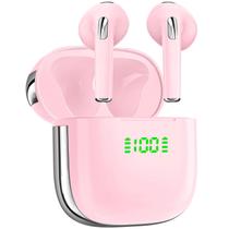 Fones de ouvido sem fio PocBuds 72 horas de reprodução com estojo de carregamento rosa