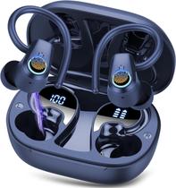 Fones de ouvido sem fio Poounur Bluetooth 5.4 Sport 50H Navy com microfone Fones de ouvido sem fio Poounur Bluetooth 5.4 Sport 50H Navy com microfone
