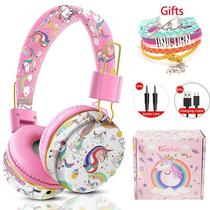 Fones de ouvido sem fio Rainbow Unicorn Kids Girls com microfone Fones de ouvido sem fio Rainbow Unicorn Kids Girls com microfone