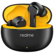 Fones de ouvido sem fio realme T110 AI ENC com cancelamento de ruído, fones de ouvido leves, driver de baixo dinâmico de 10 mm, baixo pesado, bateria de 38H, carregamento sem fio, Bluetooth 5.3, resistência à água IPX5, preto punk
