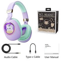 Fones de ouvido sem fio RGB Cute Cat Squirrel com microfone Bluetooth 5