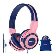 Fones de ouvido SIMOLIO Kids com limitador de volume e microfone - rosa