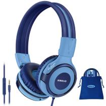 Fones de ouvido SIMOLIO Kids Wired com limitador de volume de microfone azul