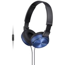 Fones de ouvido Sony MDR-ZX310AP ZX Series com fio na orelha com microfone azul