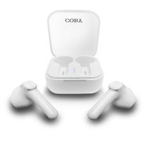 Fones de Ouvido True Wireless Resistentes ao Suor Coby Fones Bluetooth Intra-auriculares 12h de Reprodução Suporte a Assistente de Voz Isolamento de Ruído Microfone Integrado Controles Dedicados (Branco)