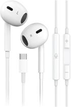 Fones de ouvido USB-C Compatível iPhone 16/15 Pro Max Plus, tipo C, com fio, microfone e controle