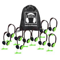 Fones HamiltonBuhl Sack-O-Phones Pacote com 10 Unidades Verde Fones HamiltonBuhl Sack-O-Phones Pacote com 10 Unidades Verde