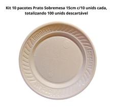 Fonplast Kit 100 unids Prato Sobremesa 15cm Branco descartável