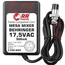 Fonte 17,5Vac Para Mesa Mixer Behringer Mx1602 Mx1604 Mx802A - Rrfontes Comércios De Eletrônicos