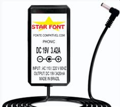 Fonte 19V DC 3,42A para Mesa de Som e Digital Mixer Phonic IS16 e SUMMIT