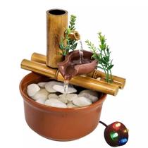 Fonte 2 quedas Decorativa De Mesa Agua Cascata de Bambu 19cm