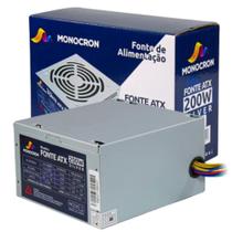 Fonte 200W Monocron Office Silver Operação Silenciosa Com 5 Conectores Bivolt 110-220 Tipo Não Modular Formato ATX Fonte 200W Monocron Office Silver Operação Silenciosa Com 5 Conectores Bivolt 110-220 Tipo Não Modular Formato ATX