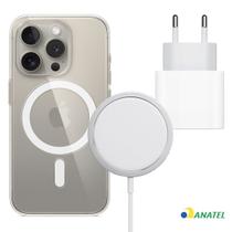 Fonte 20W Turbo Tipo C com Capa Magnética e Carregador Inducão para iPhone14, 14 Pro e Max