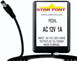 Fonte AC 12V para Pedal Pedaleira Electro-Harmonix EU12AC-1000 - 1000mA Bivolt