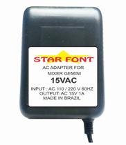 Fonte AC 15VAC 1A Compatível com Mesa de Som Mixer Gemini A411500500u