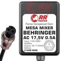 Fonte AC 17,5V 0.5A Para Mesa De Som Mixer Behringer Eurorack - RR FONTES