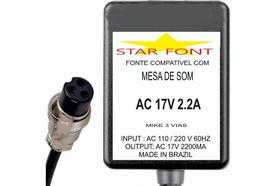 Fonte AC 17V 2.2A Bivolt Para Mixer Lexsen Pro e Modelos Compatíveis