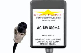 Fonte AC 18V 0.8A para Mesa de Som Mixer Behringer Eurorack - Compatível