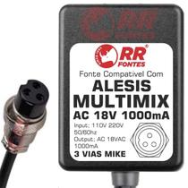 Fonte AC 18V 1A Para Mesa De Som Mixer Alesis Multimix - RR FONTES