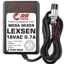 Fonte Ac 18V Mixer Lexsen Pm-6 Pm-8 Pm-12Es Pm-16 Pm-16Es
