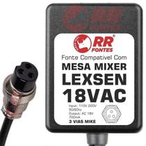 Fonte Ac 18V Para Mesa Mixer Lexsen Pm-6 Pm-8 Pm-12Es Pm-16 - Rrfontes Comércios De Eletrônicos