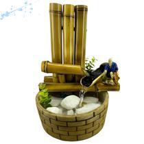 Fonte Água Cascata Feng Shui Bambu 4 Quedas Mesa Decorativa