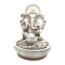 Fonte água Ganesha Branca Sala Quarto Jardim Luz Bombinha