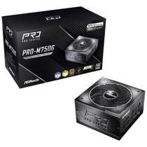 Fonte ASRock PRO Series, 750W, 80 Plus Gold, Cybenetics Gold, Full Modular, ATX 3.1, PCIe 5.1, Preto, PRO-M750G Fonte ASRock PRO Series, 750W, 80 Plus Gold, Cybenetics Gold, Full Modular, ATX 3.1, PCIe 5.1, Preto, PRO-M750G
