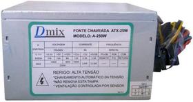 Fonte atx 250w s/ cabo forca c/ caixa dmix
