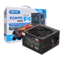 Fonte ATX 500W, Knup, Bivolt Manual, Com Cabo De Energia, 24 Pinos, Preto - KP-522