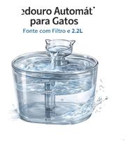 Fonte Bebedouro Automático Para Gatos 2.2l Com Filtro Silenc