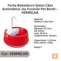 Fonte Bebedouro Gatos Cães Automático Joy Furacão Pet Bivolt