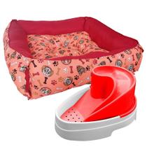 Fonte Bebedouro para Cães e Gatos Tobo Bivolt Azul + Caminha Quadrada Média