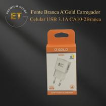 Fonte Branco AGold Carregador Celular USB 3.1A CA102 Branco Fonte Branco AGold Carregador Celular USB 3.1A CA102 Branco