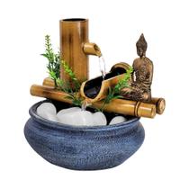 Fonte Buda Hindu De Mesa Agua Cascata Feng Shui Bambu 18Cm