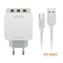 Fonte Carregador 3 Portas Usb 3.1A Cabo Type-C Kaidi KD-606C