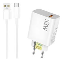 Fonte Carregador 33W Para Xiaomi Redmi Note e Poco + Cabo USB-C Turbo Branco Fonte Carregador 33W Para Xiaomi Redmi Note e Poco + Cabo USB-C Turbo Branco