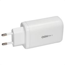 Fonte Carregador 65W 1x USB 2x USB-C OEX CG209 Branco