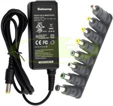 Fonte carregador bivolt com cabo de força e kit de adaptadores serve todos os notebooks de 19v 2.1a