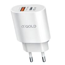 Fonte Carregador Carga Rápida Turbo PD 40w Usbc E Usba Branco Fonte Carregador Carga Rápida Turbo PD 40w Usbc E Usba Branco