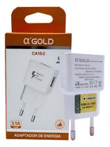 Fonte Carregador Celular Tomada Plug Adaptador Usb 5v 3.1a A'Gold Ca10-2 Cor Branco