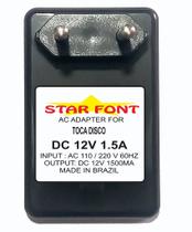 Fonte Carregador DC 12V para Toca-Disco Vitrola Raveo - Bivolt 1500mA
