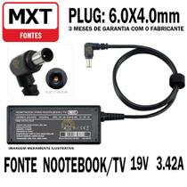 Fonte Carregador Para Nootebook e TV LG e Samsung 19v 3,42a Pino 6x4.4mm - MXT