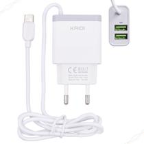 Fonte Carregador Rápida Tipo-c 15w P/ Smartphones Compatíveis C/ Cabo Embutido E Dupla Saída Usb P/ Carregamento