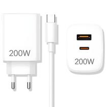 Fonte Carregador Turbo 200W USB + Tipo C Fonte Rápida Dupla Bivolt Fonte Carregador Turbo 200W USB + Tipo C Fonte Rápida Dupla Bivolt