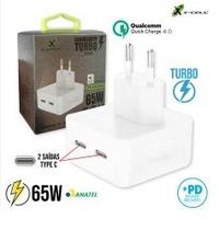 Fonte Carregador Turbo 4.0 65w 2 Entrada Tipo C Branco Bivolt XC UR45 Fonte Carregador Turbo 4.0 65w 2 Entrada Tipo C Branco Bivolt XC UR45